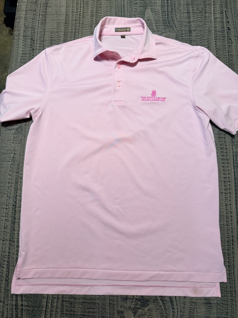 Peter Millar Light Pink Polo with Ritz-Carlton Embroidery